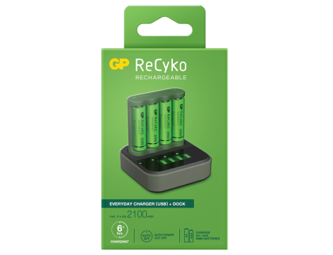 Battery charger GP Eco B421 + 4xAA ReCyko 2100 Series + D451 - 8