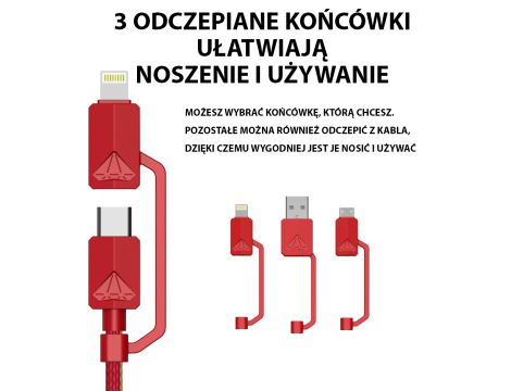 All in one Multiple USB Cable XTAR PDC-3 3A RED - 17