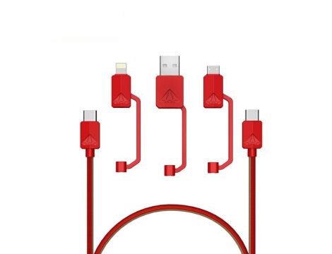 All in one Multiple USB Cable XTAR PDC-3 3A RED - 2