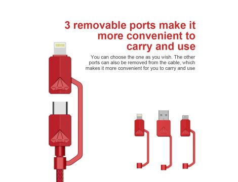 All in one Multiple USB Cable XTAR PDC-3 3A RED - 9