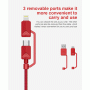 All in one Multiple USB Cable XTAR PDC-3 3A RED - 8