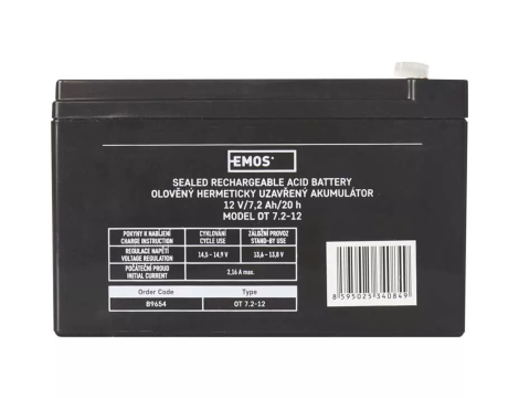 Akumulator żelowy 12V/7,2Ah EMOS B9654 - 2