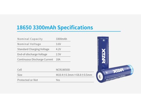 XTAR 18650-3300 3300mAh Li-ION - 5