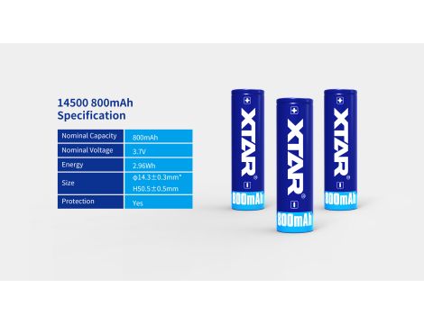 XTAR 14500-800PCM 800mAh Li-ION - 6