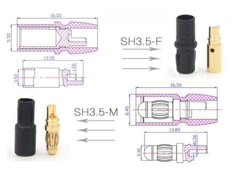 Amass SH3.5-F female connector 20/40A with cover - 12