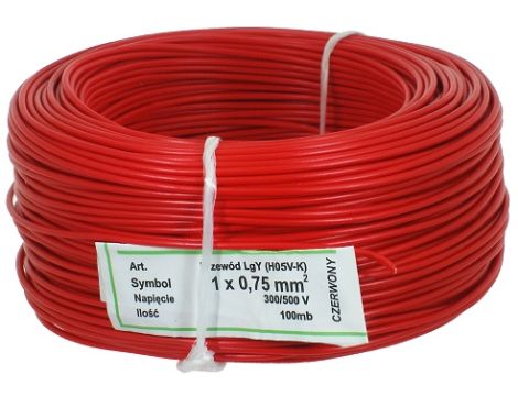 Wires LGY 500 V 1X0,75 RED