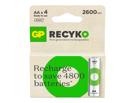 Rechargeable battery R6/AA 2600mAh GP Recyko New B4