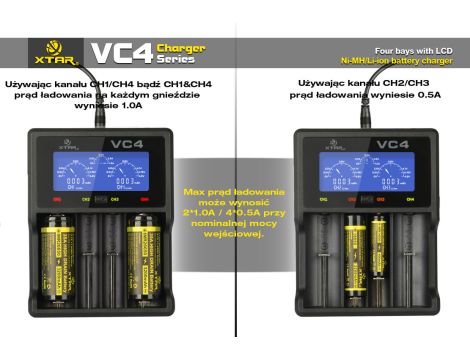 Charger XTAR VC4 for 18650/32650 USB - 24